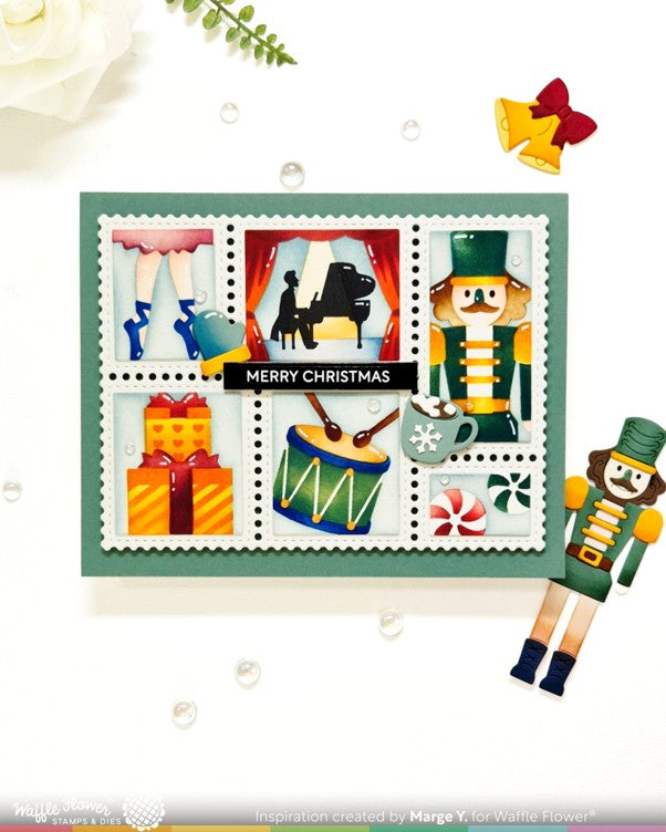 Waffle Flower - Postage Collage Nutcracker Stencil