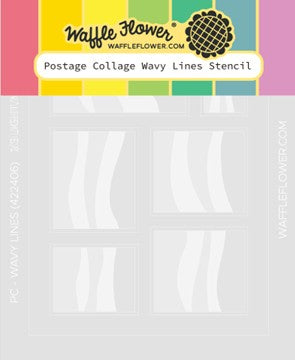 Waffle Flower - Stencil Postage Collage Wavy Lines