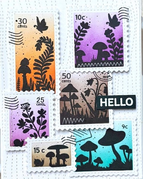 Waffle Flower - Postage Collage Mush Love stamp set