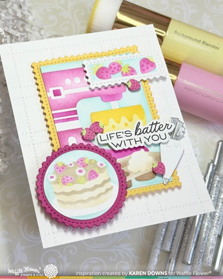 Waffle Flower - Postage Collage Baking Fun Stencil
