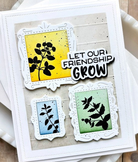 Waffle Flower - Postage Collage Herb Silhouette Stamp set - 422497