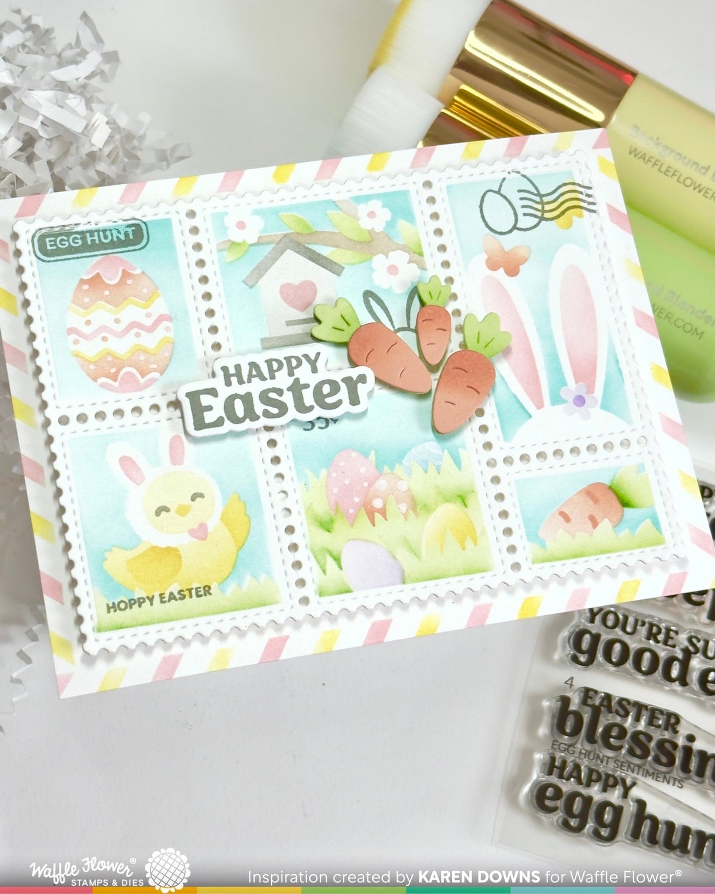 Waffle Flower Designs - Postage Collage Egg Hunt Stencil set***