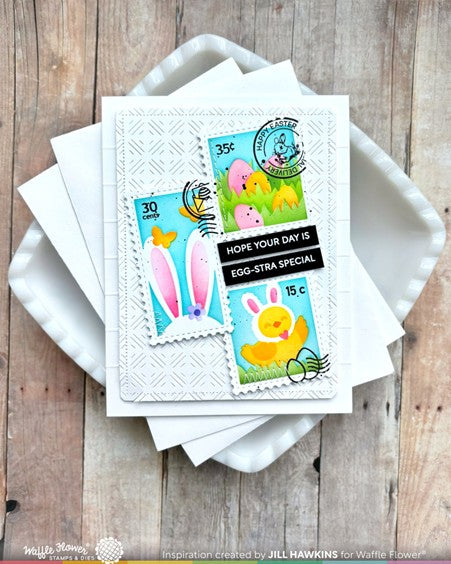 Waffle Flower Designs - Postage Collage Egg Hunt Stencil set***