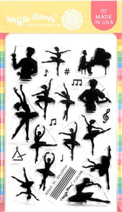 Waffle Flower - Postage Collage Ballerina Silhouettes Stamp Set