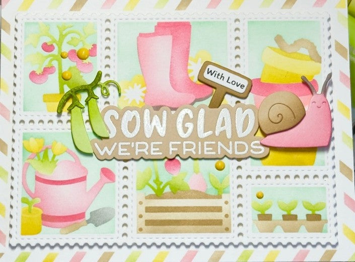 Waffle Flower - Green Thumb Sentiments combo (stamp and die set) WFC2481 - 1 only