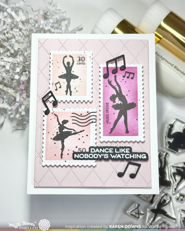 Waffle Flower - Postage Collage Ballerina Silhouettes Stamp Set