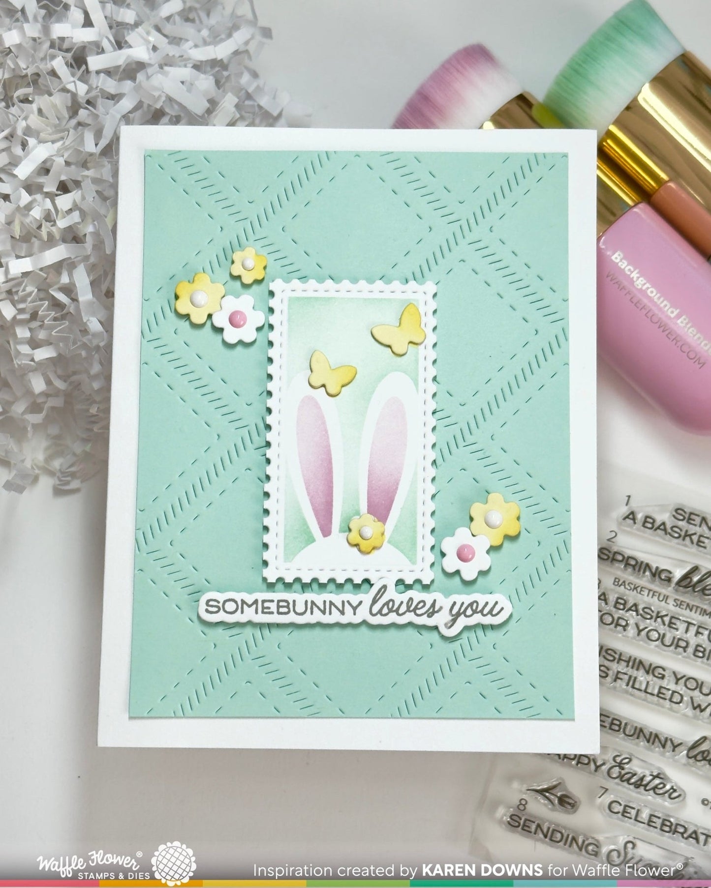 Waffle Flower Designs - Postage Collage Egg Hunt Stencil set***