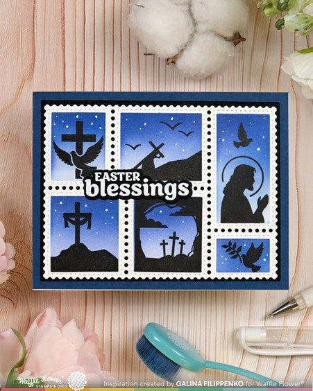 Waffle Flower Designs - Postage Collage Easter Silhouettes Stamp set***