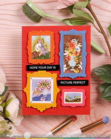 Waffle Flower - Stencil Postage Collage Picture Perfect