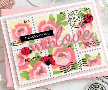 Waffle Flower - Postage Collage Peony Stencil***