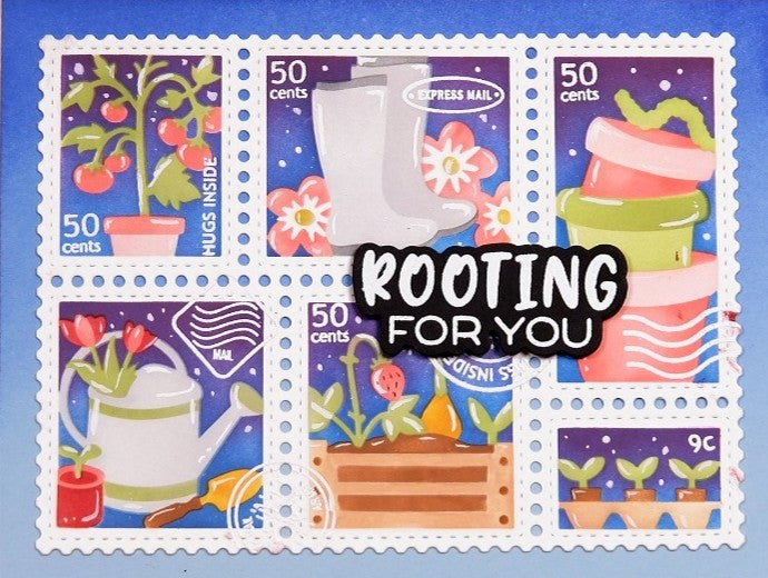 Waffle Flower - Postage Collage Gardening Stencil - 422483