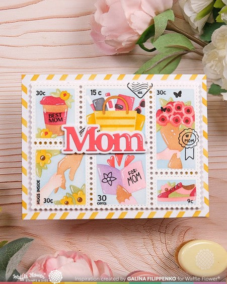 Waffle Flower - Stencil Postage Collage Mum (Mom)