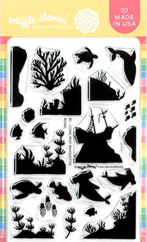 Waffle Flower - Postage Collage Coral Reef Silhouettes stamp set
