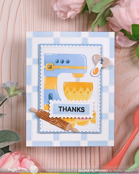 Waffle Flower - Postage Collage Baking Fun Stencil