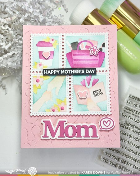 Waffle Flower - Stencil Postage Collage Mum (Mom)