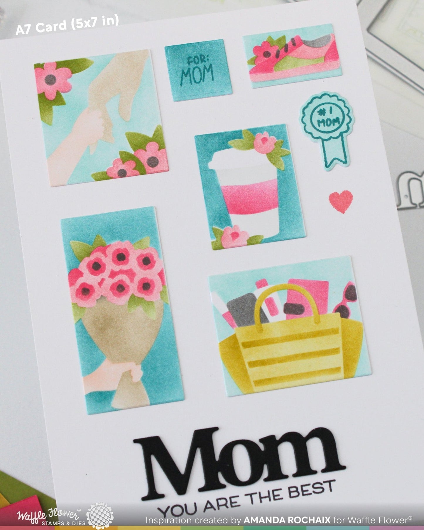 Waffle Flower - Stencil Postage Collage Mum (Mom)
