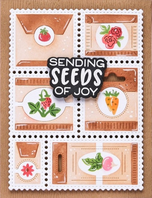 Waffle Flower - Postage Collage Seeds Stencil - 422475