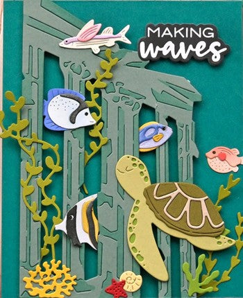 Waffle Flower - Postage Collage Fish die - sold out