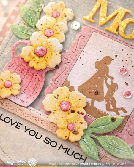 Waffle Flower - Stamp Postage Collage Mum (Mom) Silhouette