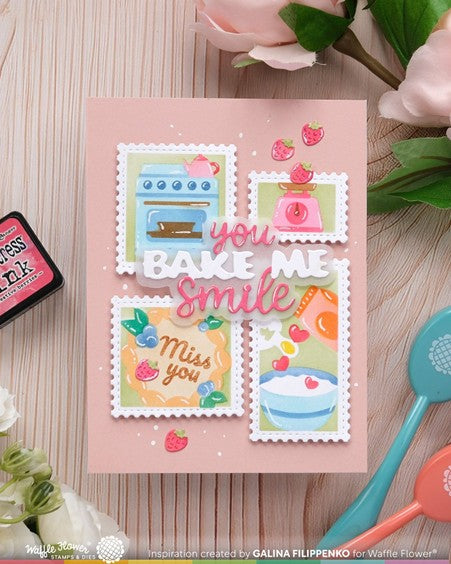 Waffle Flower - Baking Fun Nesting Postage Collage