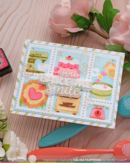 Waffle Flower - Baking Fun Nesting Postage Collage