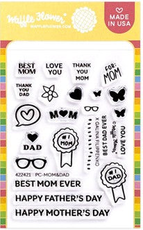 Waffle Flower - Postage Collage Mom & Dad Details (stamp and die set)