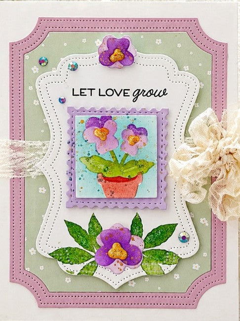 Waffle Flower - Square Postage - Pansy Stenci -l422479