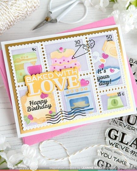 Waffle Flower - Baking Fun Nesting Postage Collage