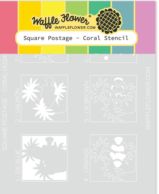 Waffle Flower - Postage Coral Square Stencil