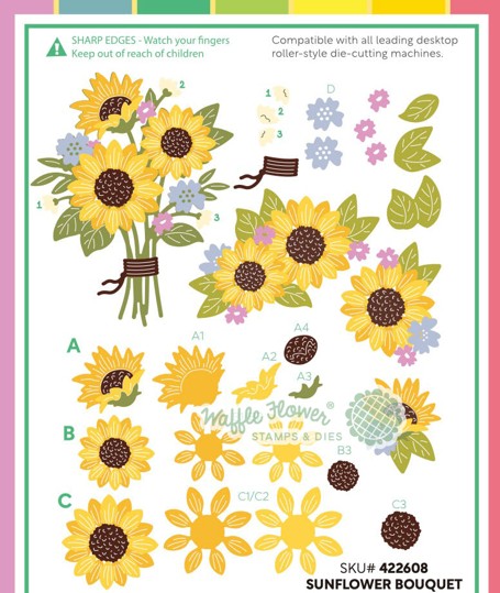 Waffle Flower - Sunflower Bouquet Die set-422608