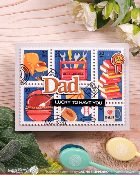 Waffle Flower - Stencil Postage Collage Dad - sold out