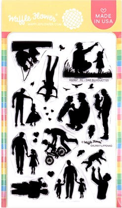 Waffle Flower - Stamp Postage Collage Dad Silhouette
