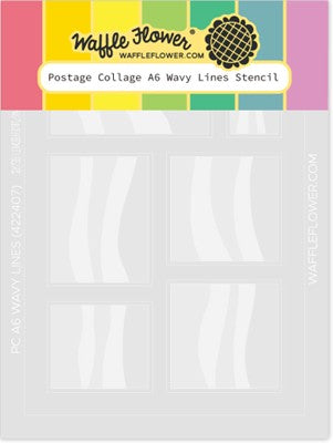 Waffle Flower - Stencil Postage Collage A6 Wavy Lines