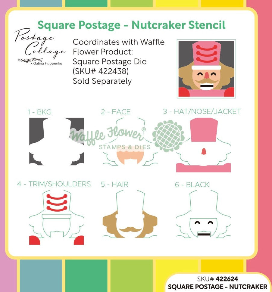 Waffle Flower - Square Postage - Nutcracker Stencil
