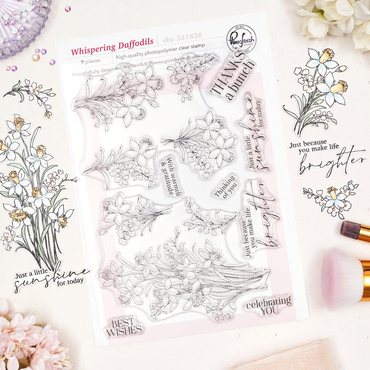 Pink Fresh Studio - Whispering Daffodils stamp & die *