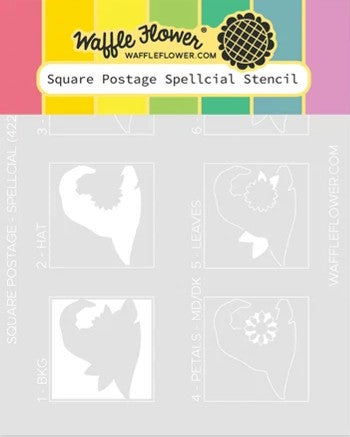 -Waffle Flower - Square Postage Special Stencil - 422629