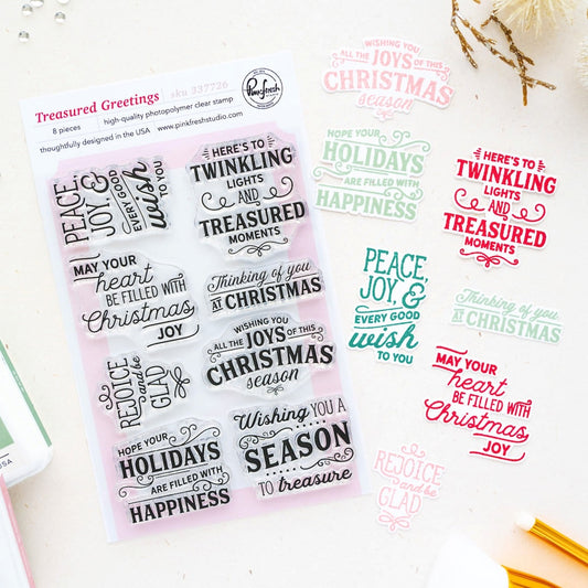 Pink Fresh Studio - Treasured Greetings stamp and die set Christmas 2026