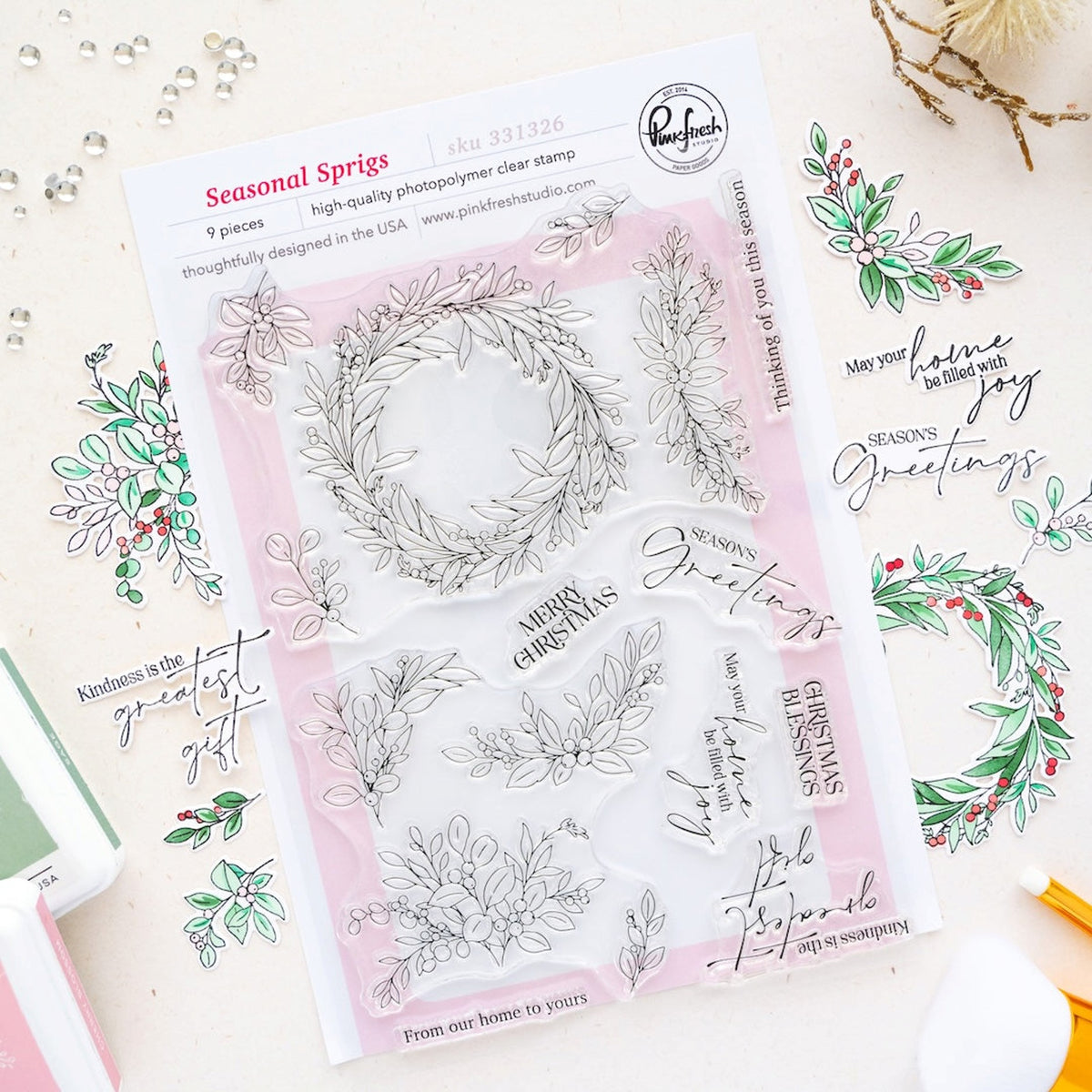 Pink Fresh Studio - Seasonal Sprigs stamp, die & stencil*