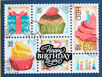 Waffle Flower - Postage Collage Cupcake Stencil