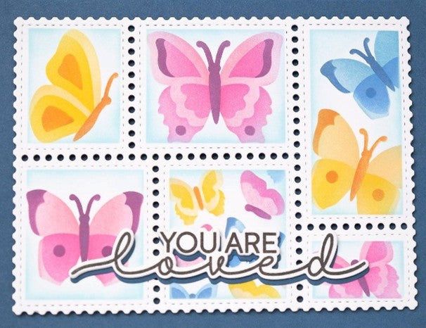 Waffle Flower - Postage Collage Butterfly Stencil