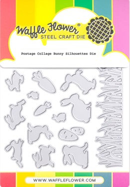 Waffle Flower Designs - Postage Collage Bunny Silhouettes die set***