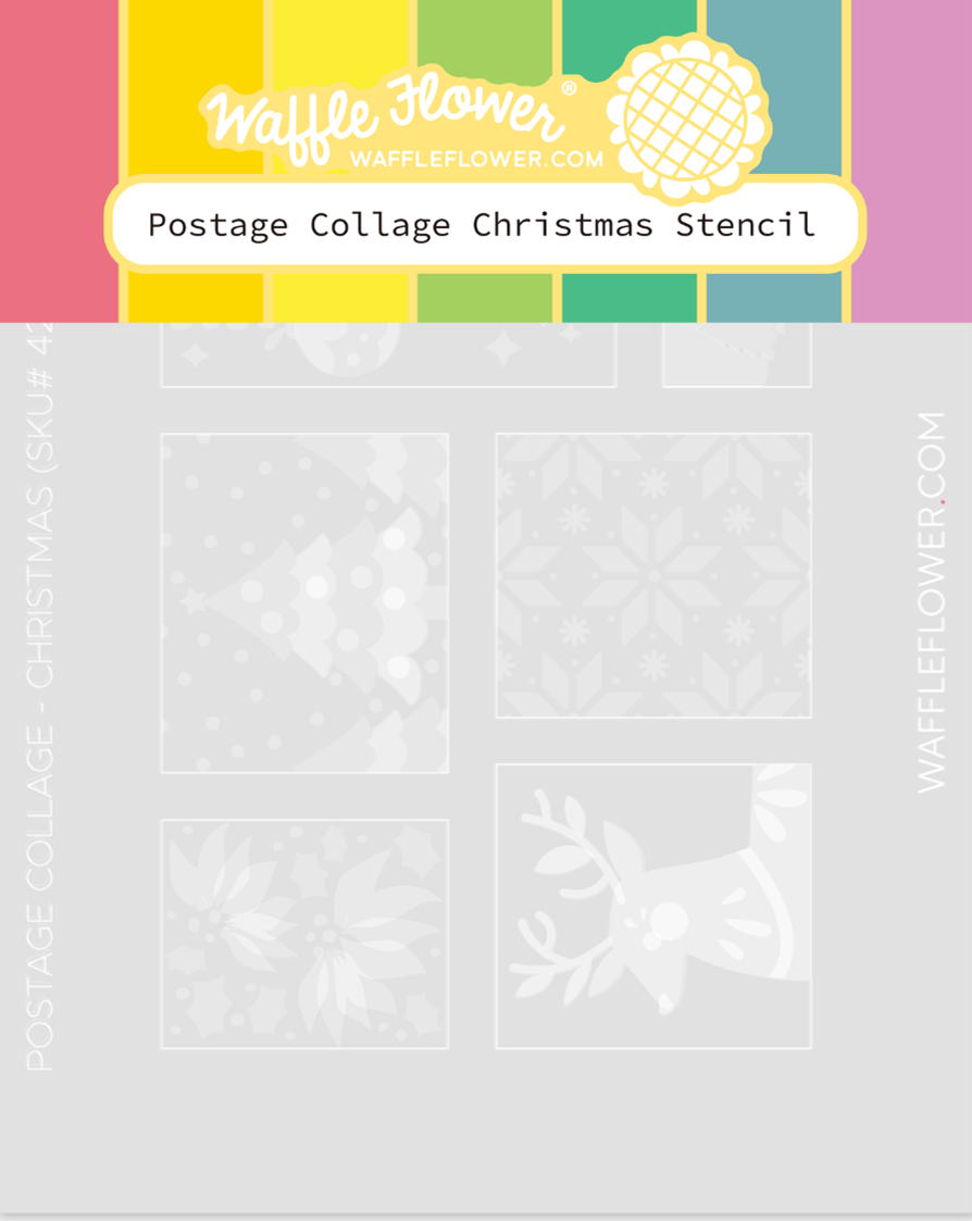 Waffle Flower - Postage Collage Christmas Stencil