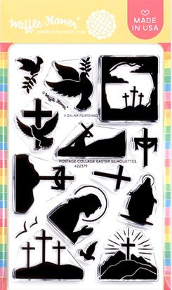 Waffle Flower Designs - Postage Collage Easter Silhouettes Stamp set***
