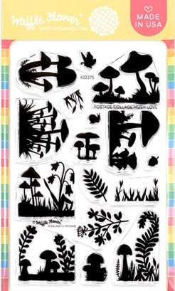Waffle Flower - Postage Collage Mush Love stamp set