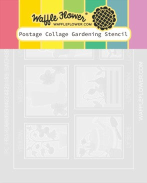 Waffle Flower - Postage Collage Gardening Stencil - 422483