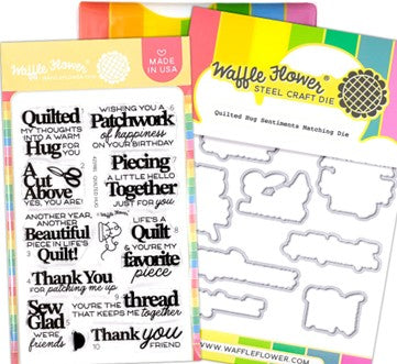Waffle Flower - Sentiments Combo Quilted Hug (stamp and die set)