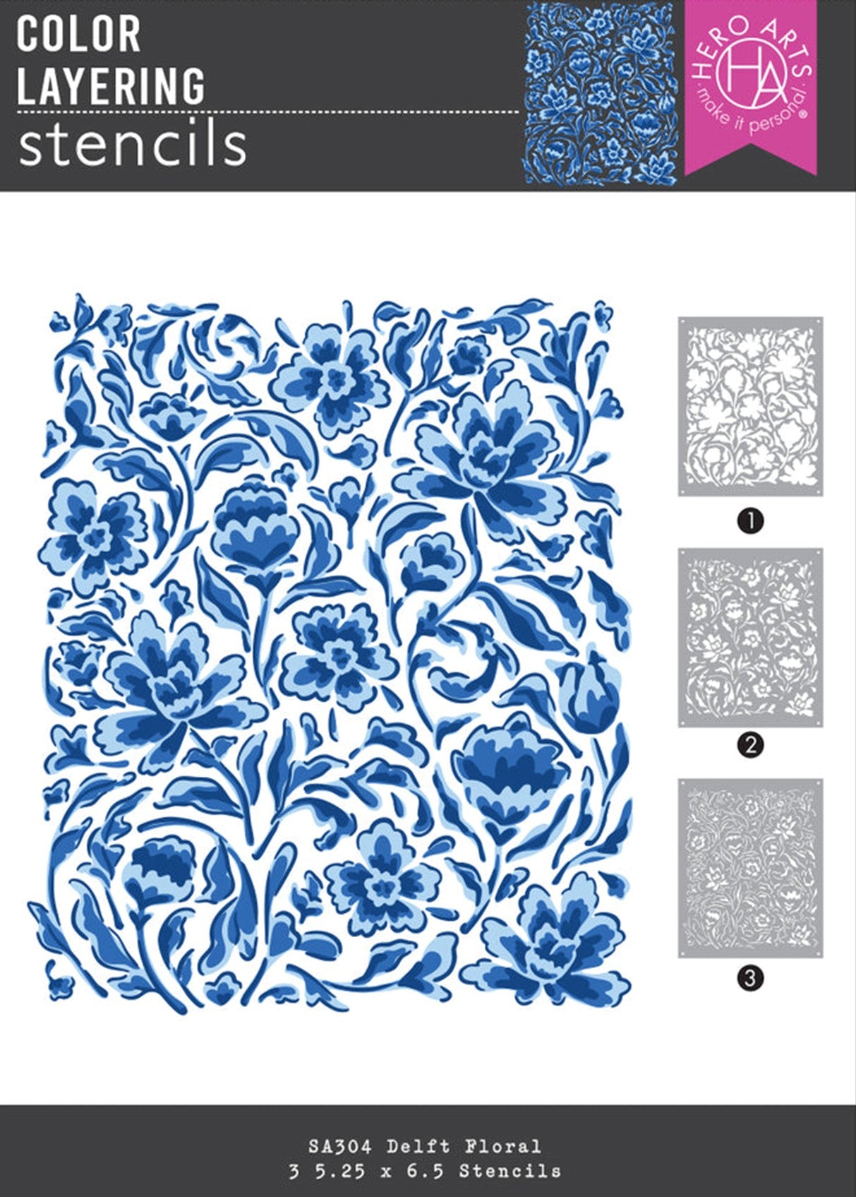 Hero Arts Colour Layering Delft Floral Stencils SA304