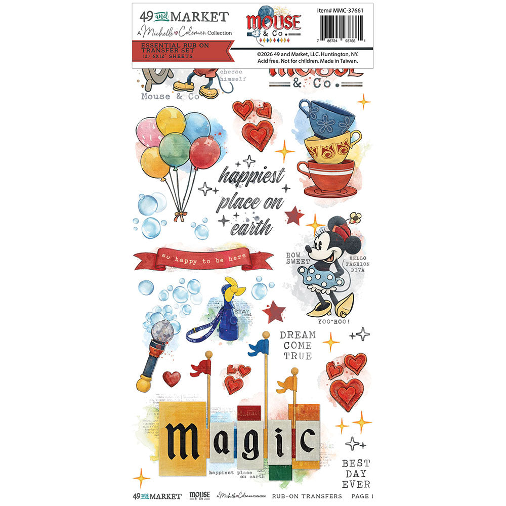 49 & Market - Mouse & Co 6X12 Essentials Rub-Ons (MMC-37661)…