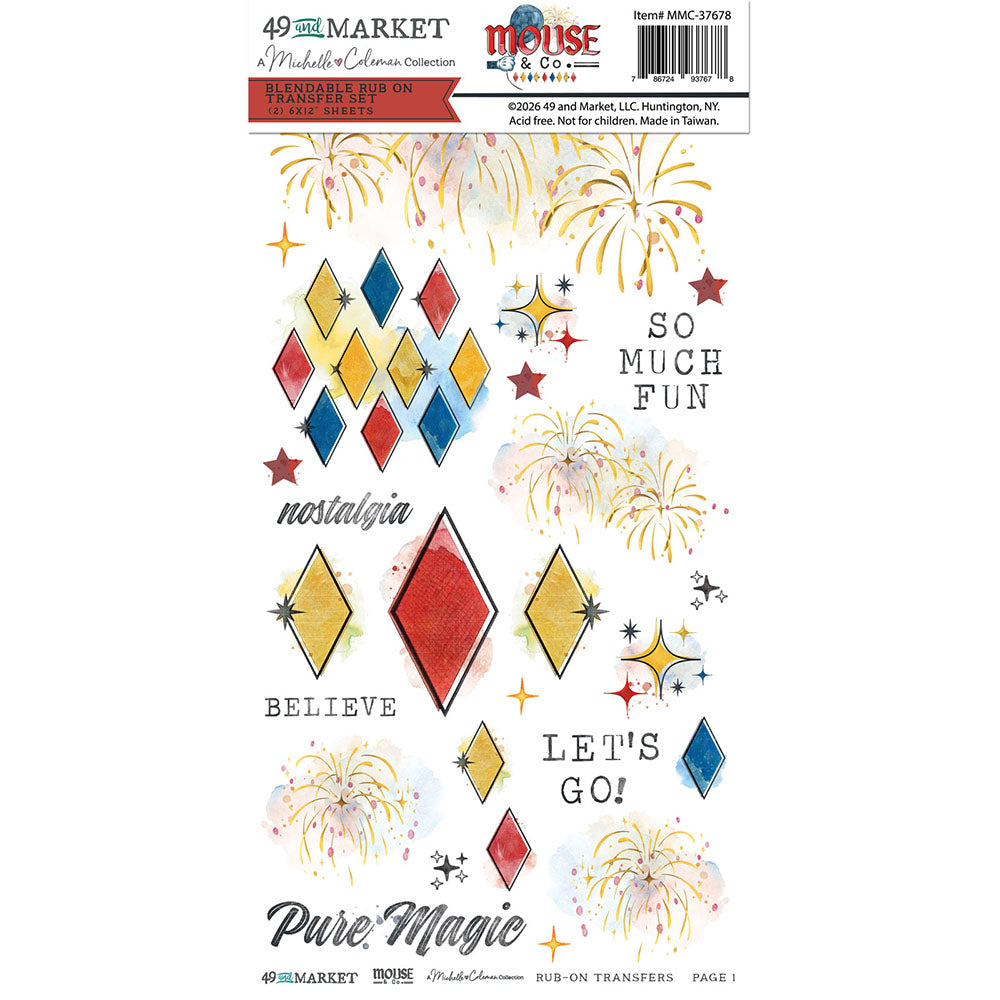 49 & Market - Mouse & Co 6X12 Blendable Rub-Ons (MMC-37678)