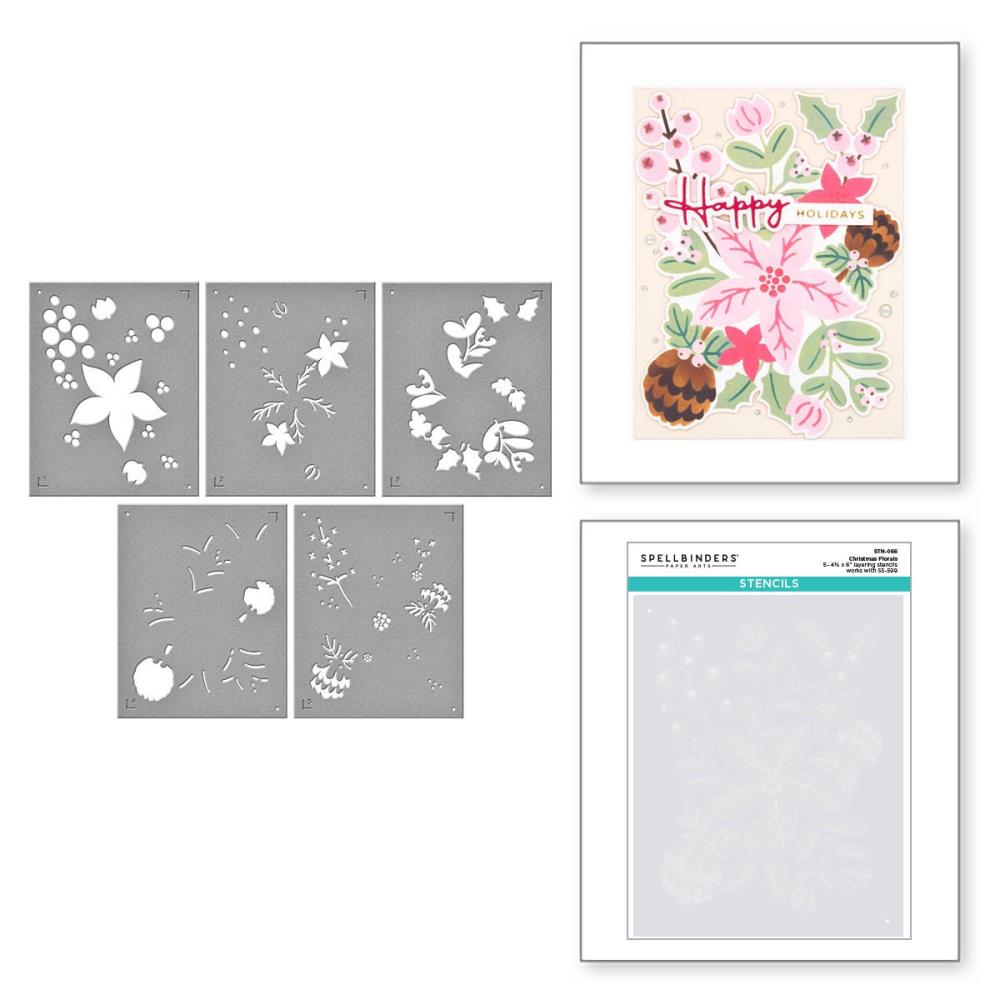 Spellbinders - STN066 Christmas Florals Stencil set